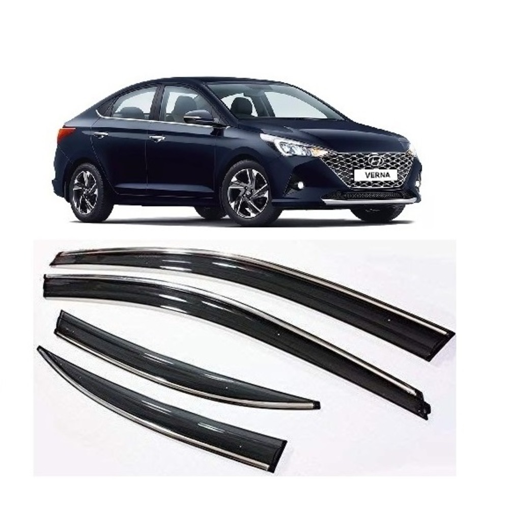 rain window door visor wind deflectors and sunshield protectors  For Verna New  - black